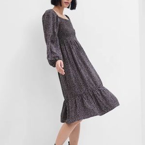 Print Square Neck Midi Dress NWOT